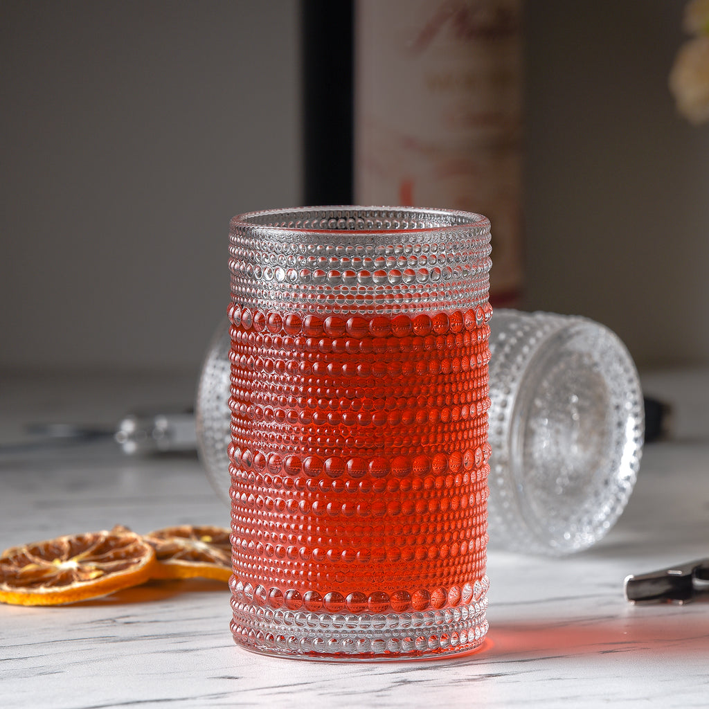 Hobnail Drinking Glasses - Clear 13 oz ( Set of 4 )