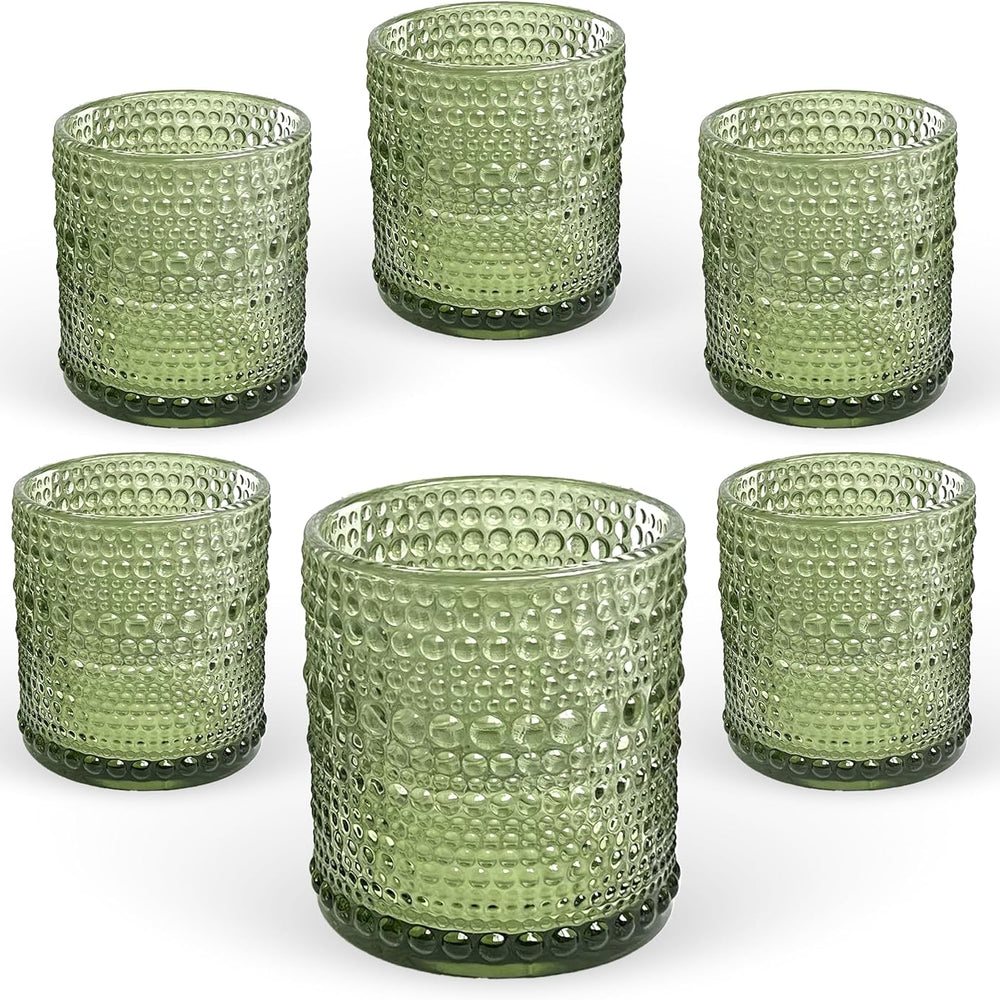 Bubble Wider Base Candle Holder - 6.5cm - Set of 6 - Green
