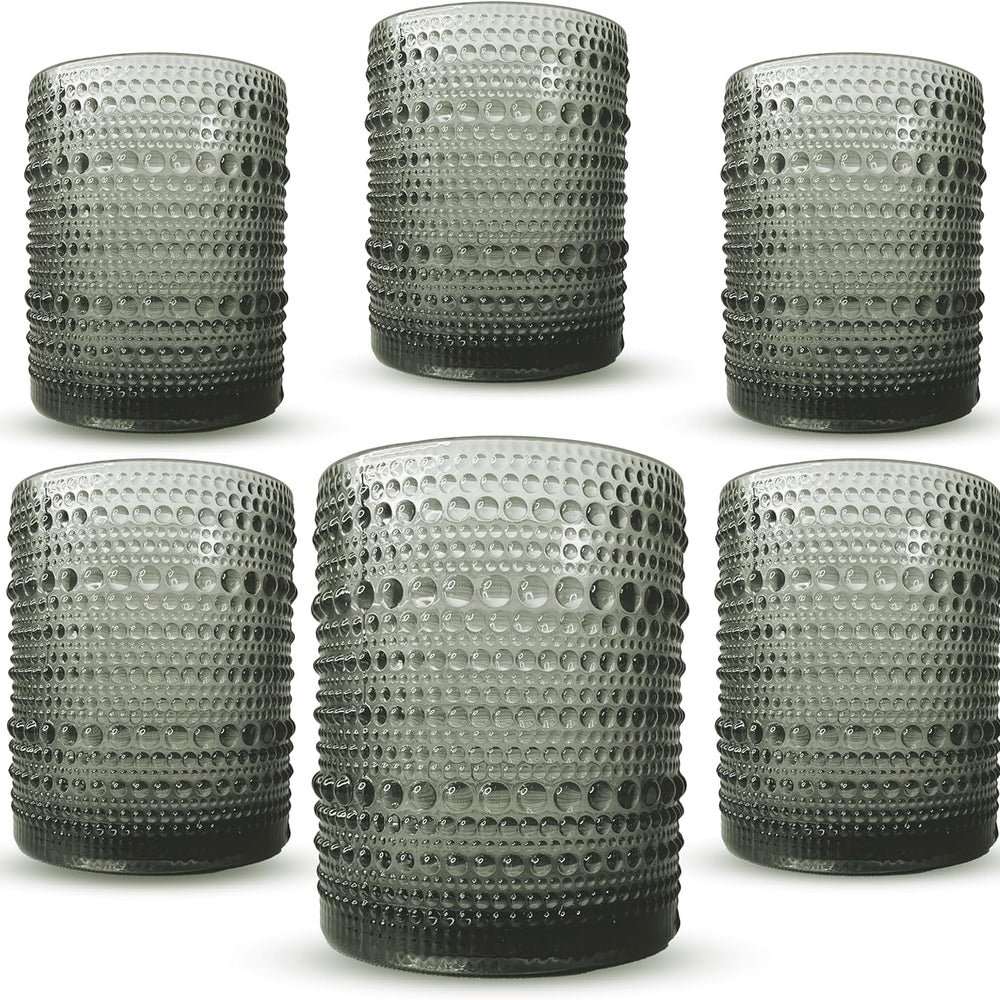 Bubble Lowball Hobnail Glasses 350ml (Set of 6) - Gray