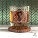 Letter A Monogram Art Deco Etched Whiskey Glasses - Set of 4