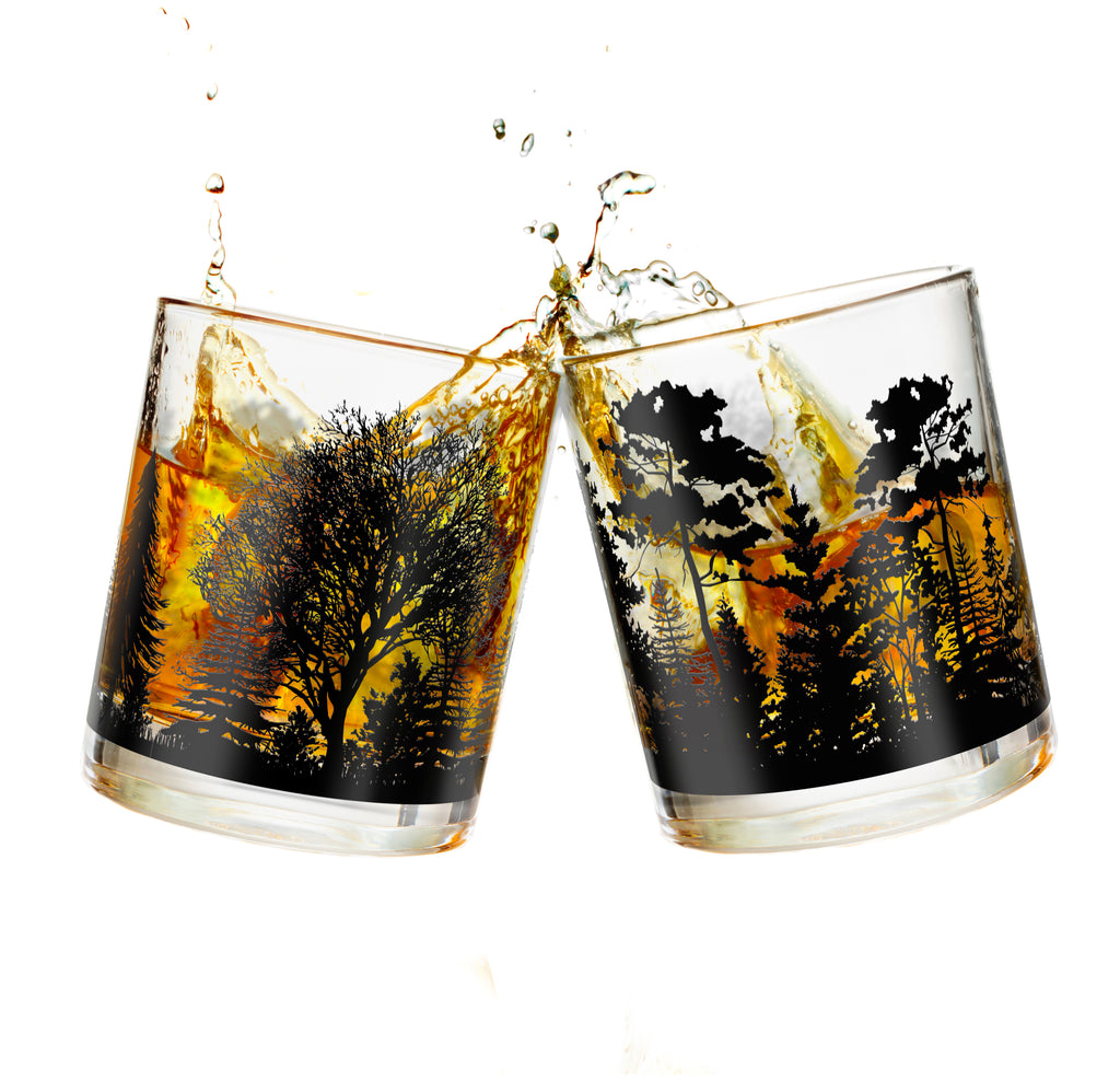 Forest Landscape Whiskey Glasses (Set of 2)