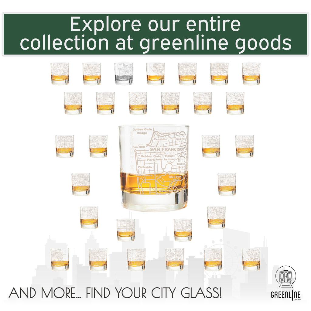 San Francisco Etched Street Grid Whiskey Glasses