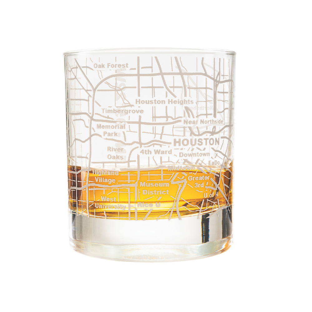Houston Etched Street Grid Whiskey Glasses