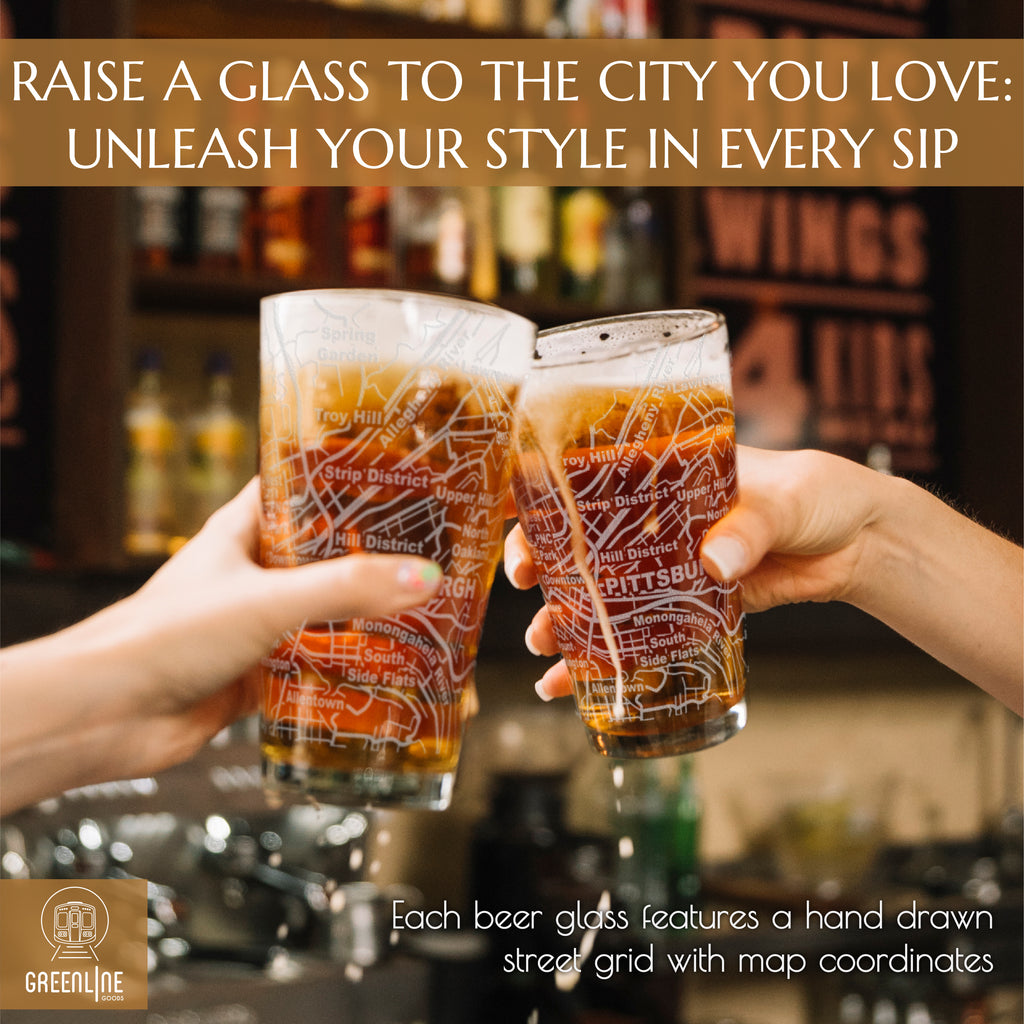 Pittsburgh City Grid Beer Glasses