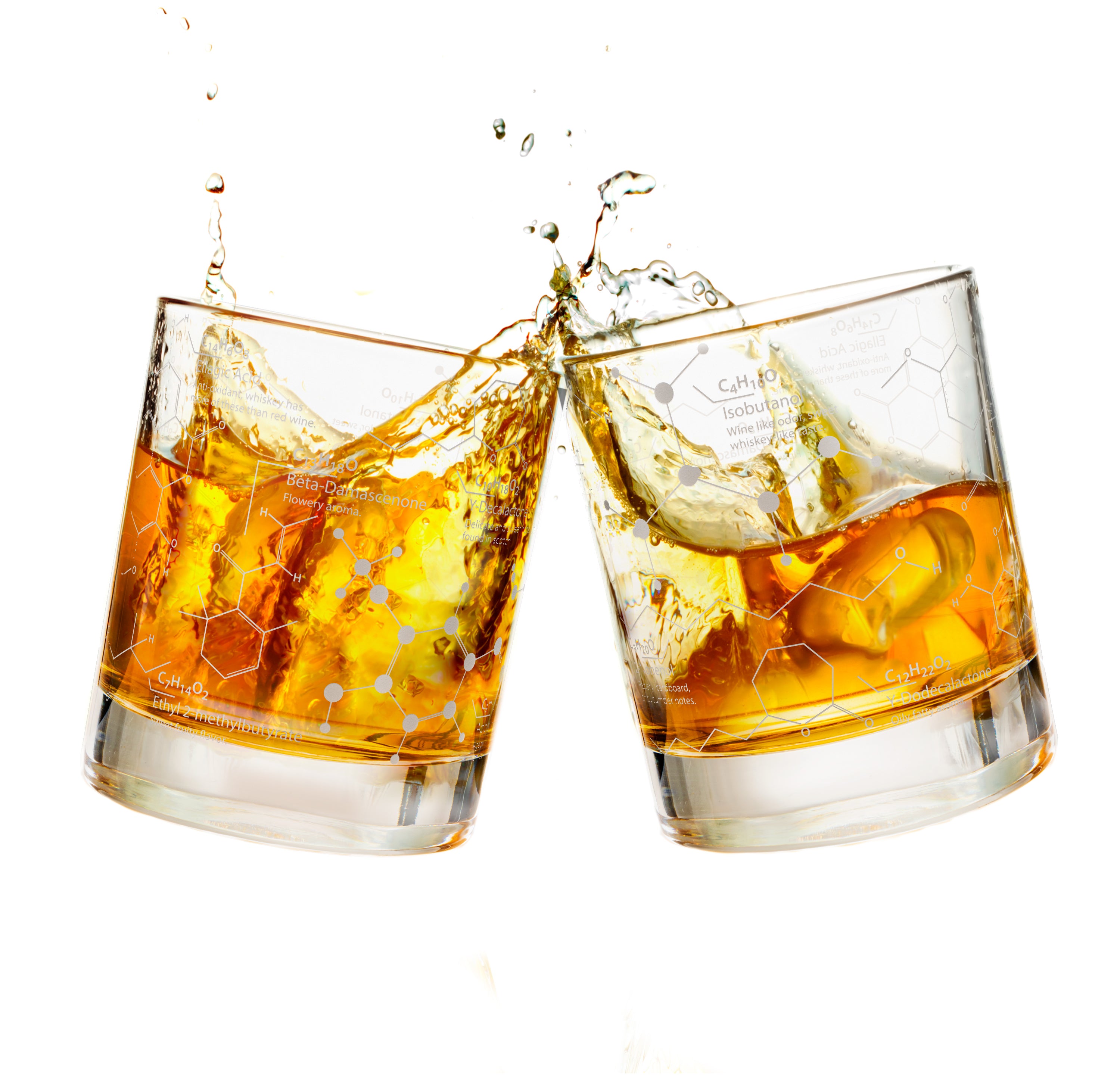 Science-Themed Sand-Etched Glasses (Whiskey/Set of 2)