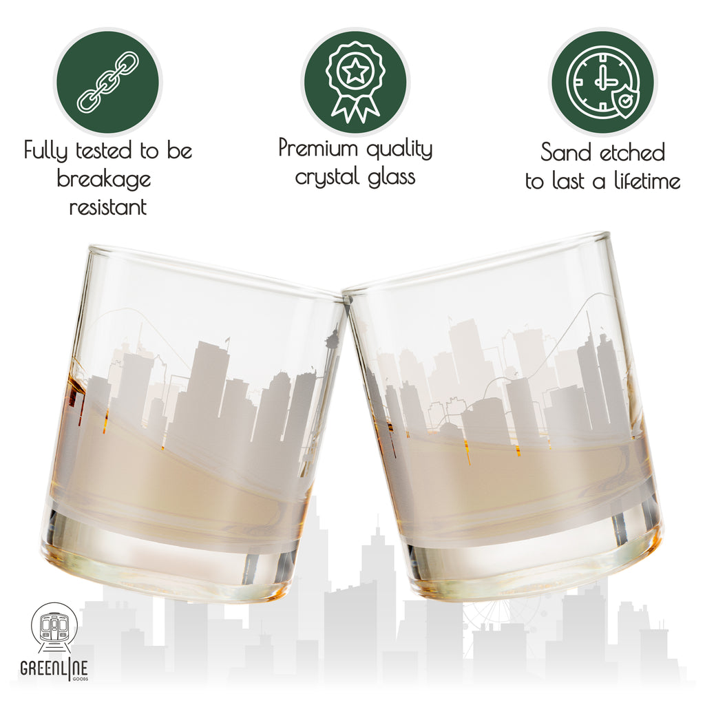 Seattle Etched Skyline Whiskey Glasses