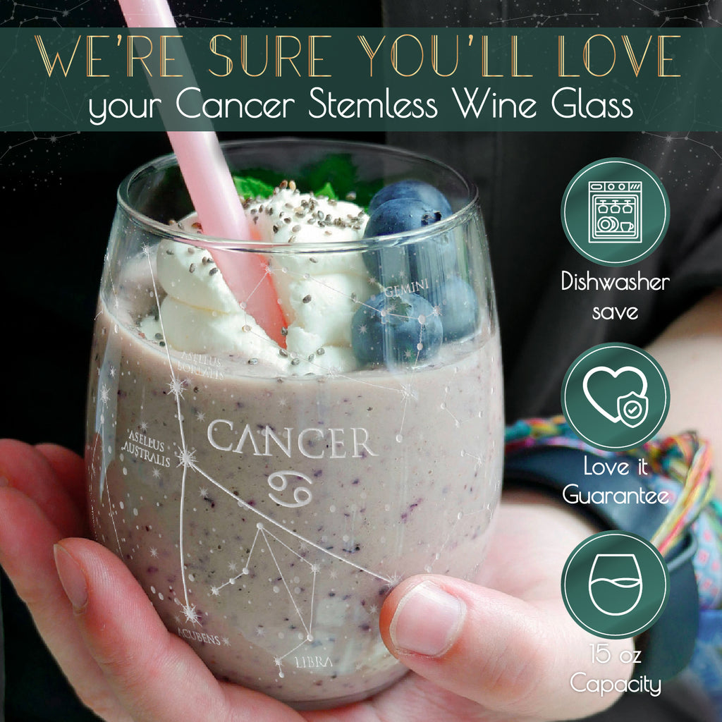 Cancer Stemless Wine Glasses