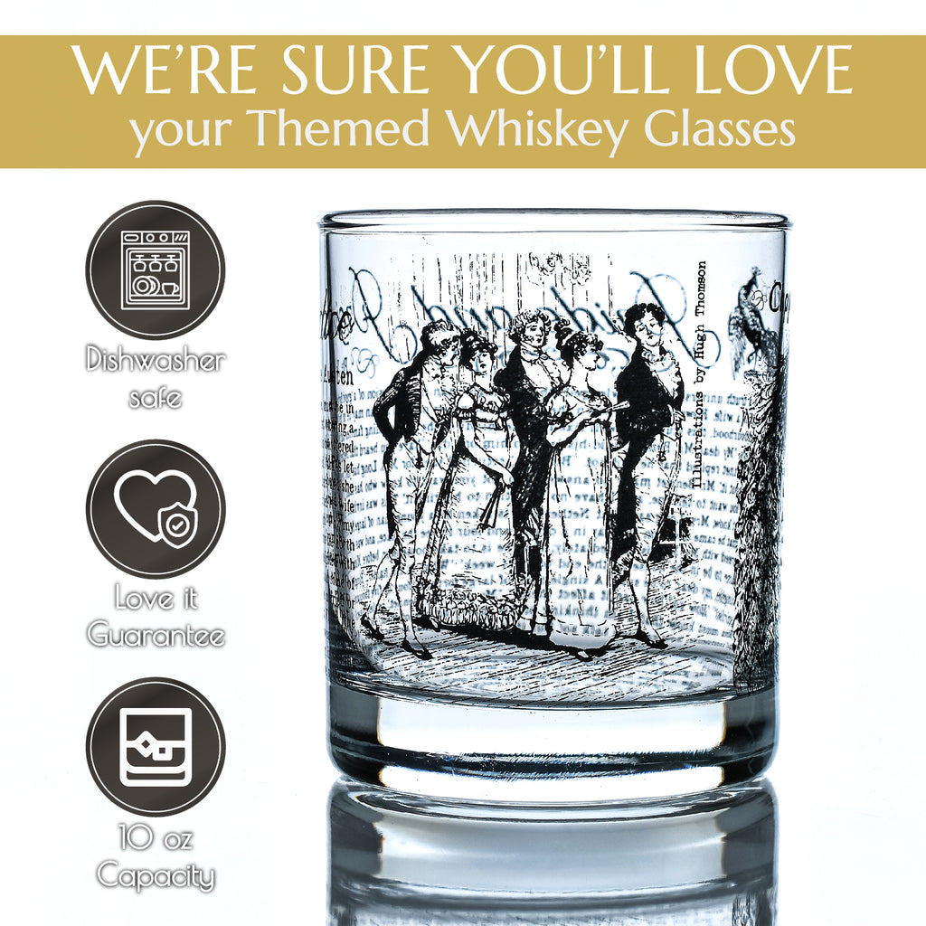 Pride & Prejudice Literature Rocks Glass