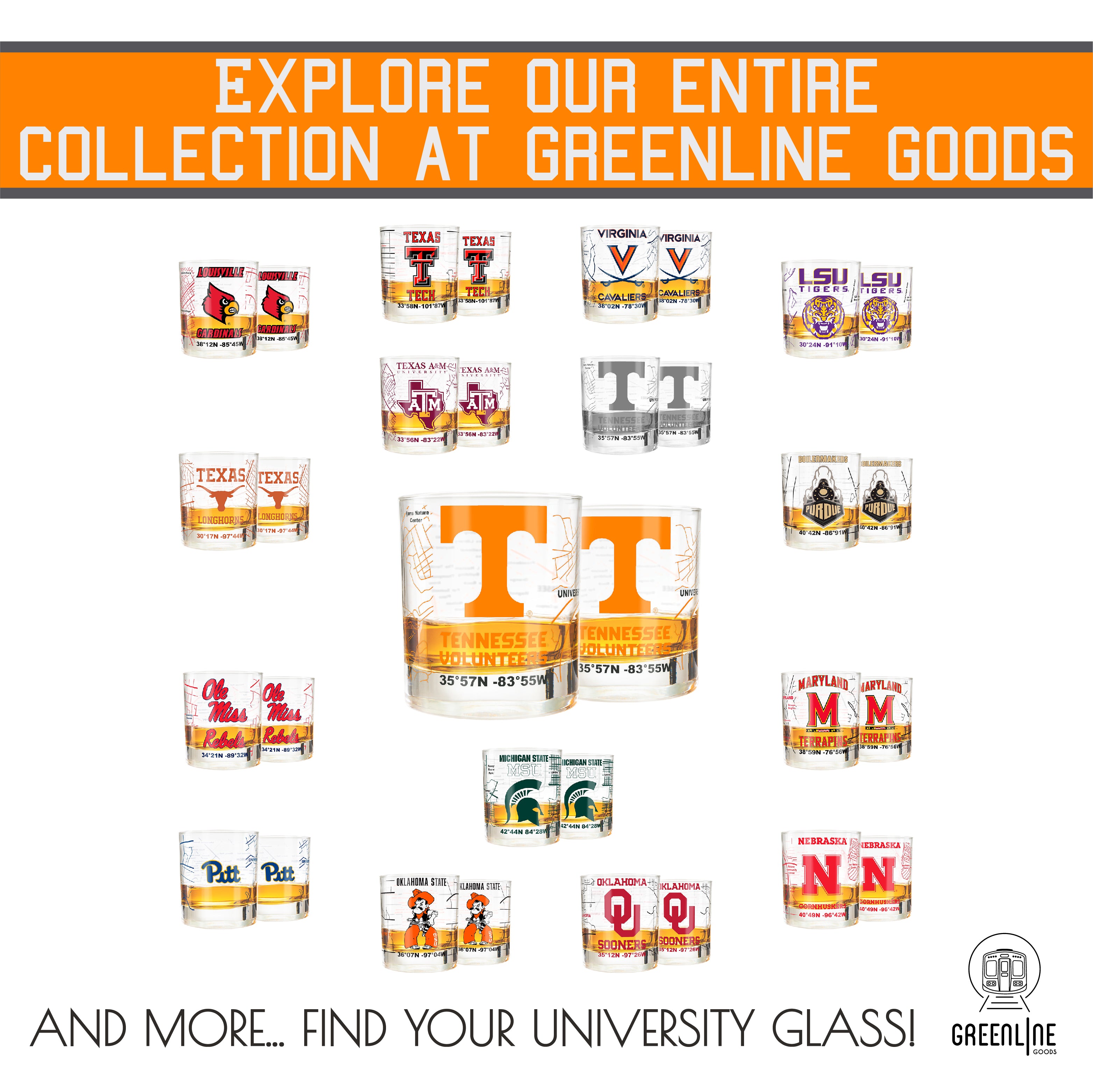 Insulated Clear Whiskey Glass Set - Turbo Theme Tennessee