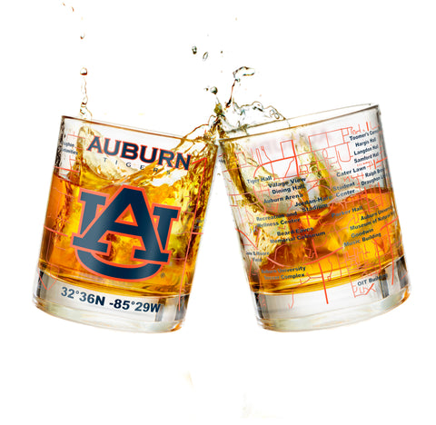 Auburn University Whiskey Glass Set (2 Low Ball Glasses)
