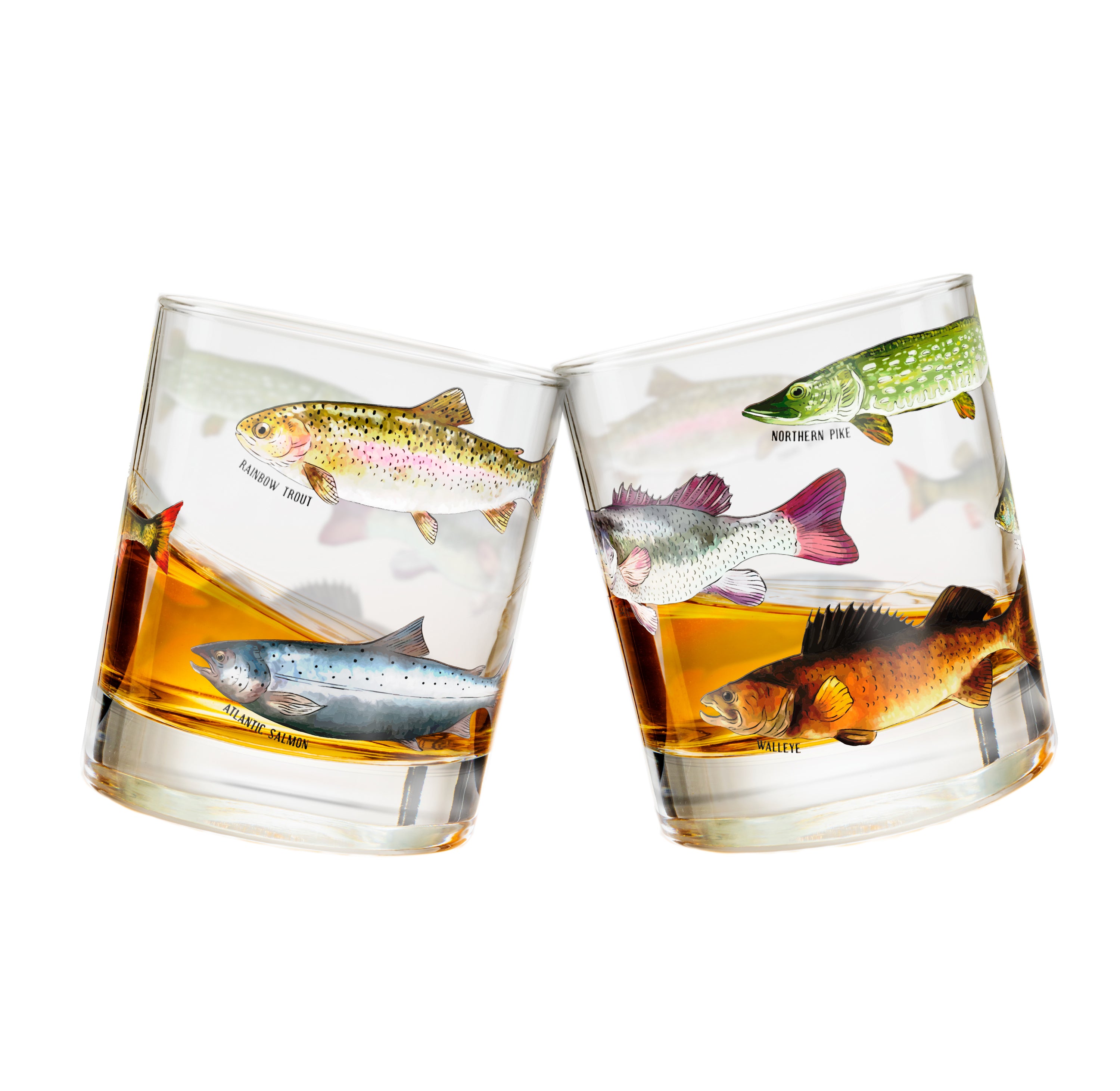 Fishing Lure Tumbler Whiskey Scotch Glass 11 oz. | Novelty Old Fashioned  Whiskey Glasses | Classic Lowball Rocks Glass | Retirement Gifts