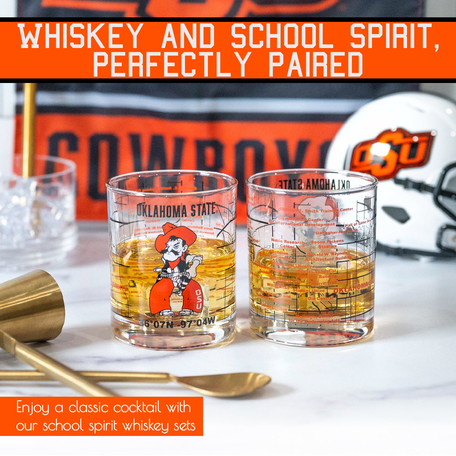 University Of Louisville Whiskey Glass Set (2 Low Ball Glasses)  - Contains Full Color Louisville Cardinals Logo & Campus Map - Cardinals  Gift Idea for College Grads & Alumni 