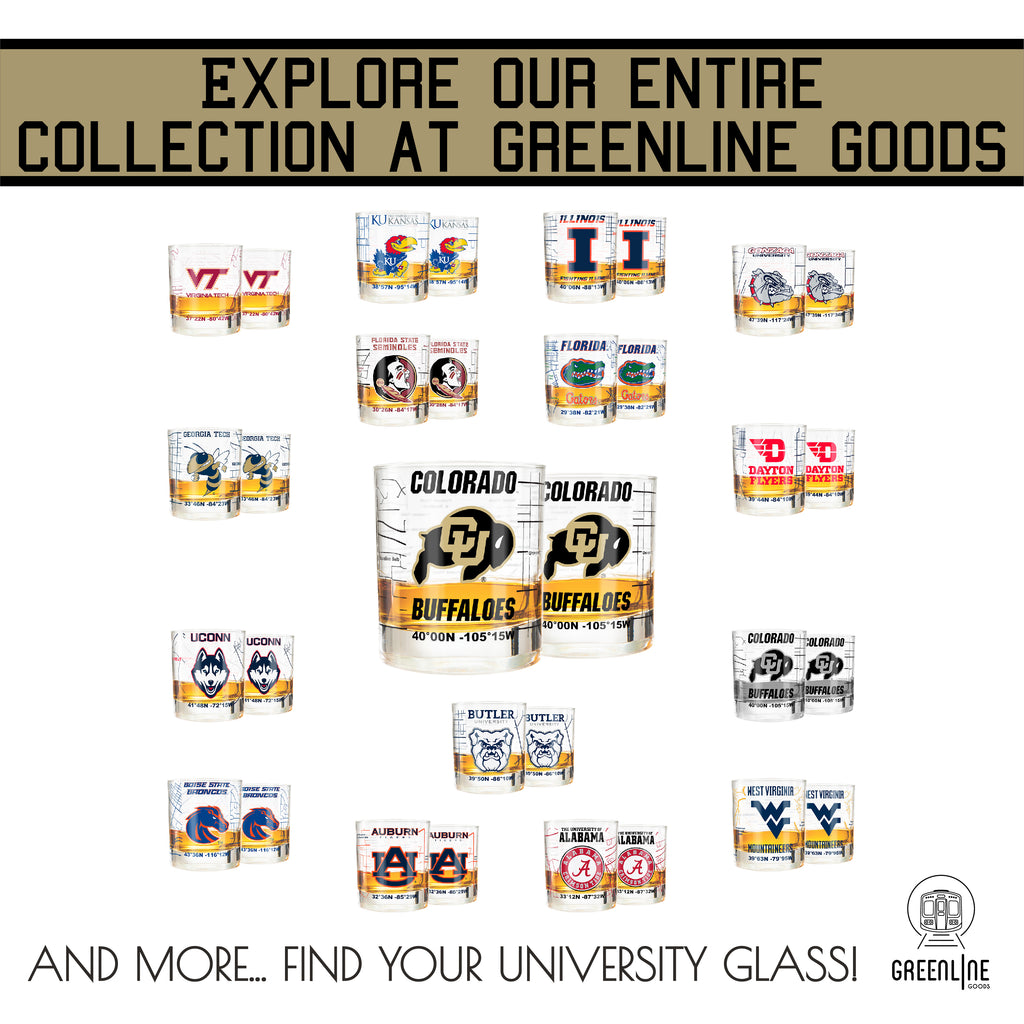 University of Colorado Whiskey Glass Set (2 Low Ball Glasses)