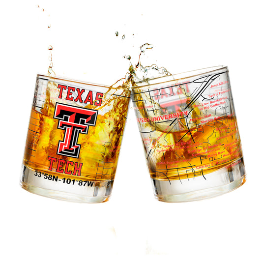 Texas Tech University Whiskey Glass Set (2 Low Ball Glasses)