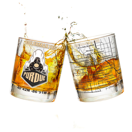 Purdue University Whiskey Glass Set (2 Low Ball Glasses)