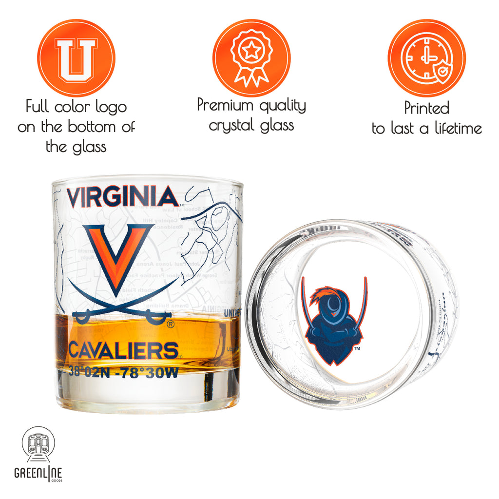 University Of Virginia Whiskey Glass Set (2 Low Ball Glasses)