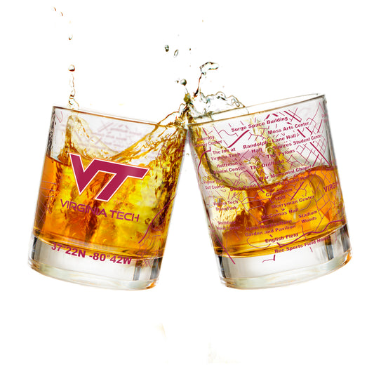 Virginia Tech University Whiskey Glass Set (2 Low Ball Glasses)