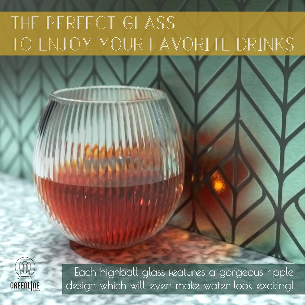 Art Deco Cocktail Glasses - Round Ripple Glasses  (Set of 2)