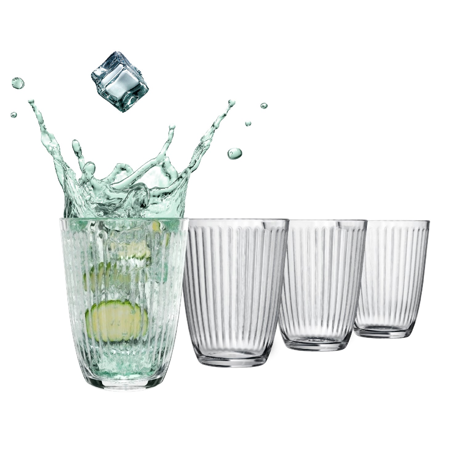  Vintage Art Deco Crystal Highball Ribbed Glass Set of 4 -  Ripple, Collins Glassware 14oz Classic Crystal Cocktail Glasses Perfect for  Water, Champagne, Beer, Juice, Tom Cocktails - Barware Tumblers: Home