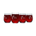 Letter W Monogram Art Deco Etched Wine Glasses - Set of 4