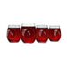 Letter N Monogram Art Deco Etched Wine Glasses - Set of 4