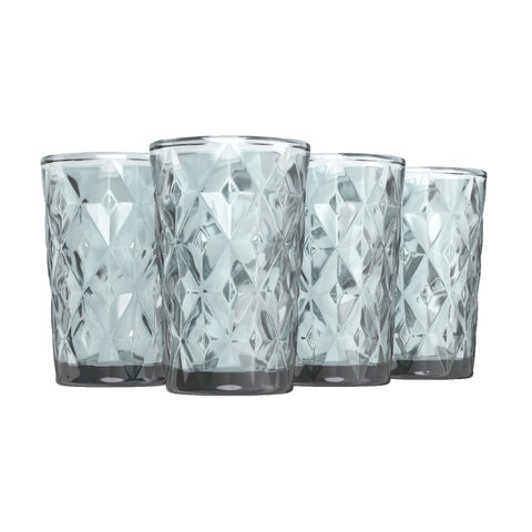 Diamond Highball Glasses 12 oz (Grey) - Set of 4