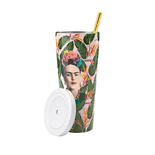 Frida Kahlo Jungle Stainless Steel Tumbler with Gold Straw 750ml