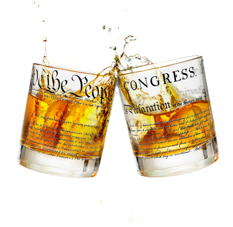United States Constitution + Declaration Whiskey Glasses (Set of 2)
