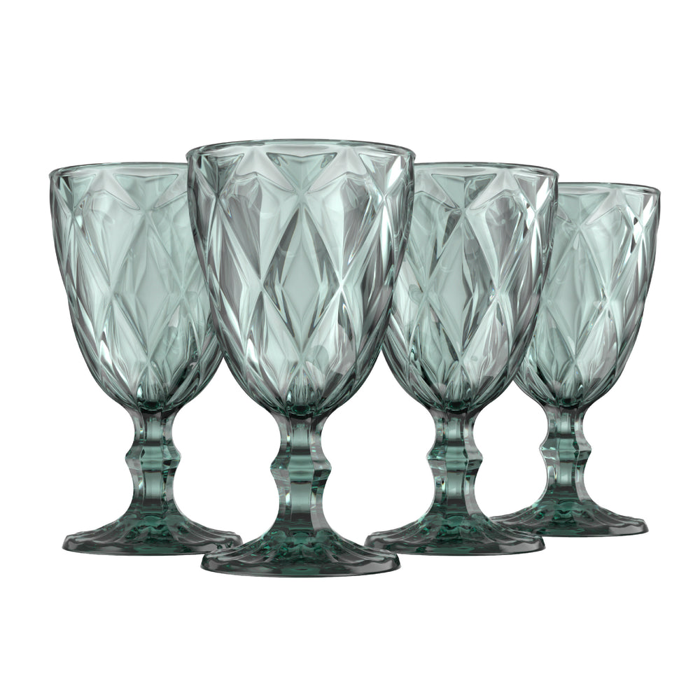 Diamond Goblet Glasses - Gray (Set of 4)