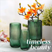 Ripple Vase Rounded Bottom Hand-Blown Glass Vases for Flowers - Green