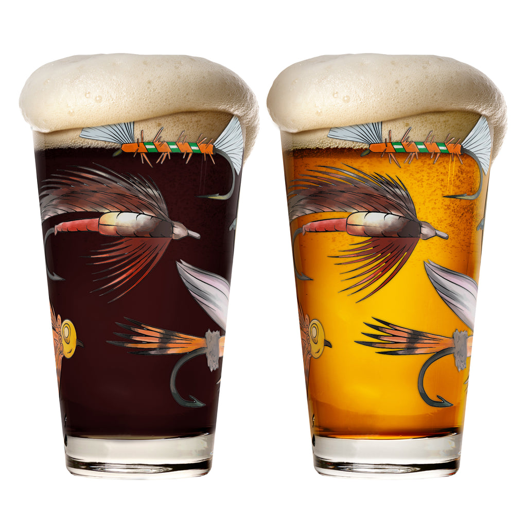 Fly Fishing Lures Beer Glass Set