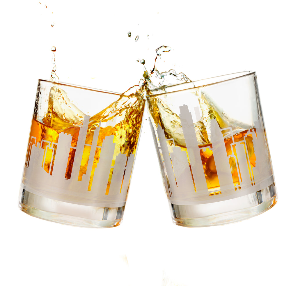 Philadelphia Etched Skyline Whiskey Glasses