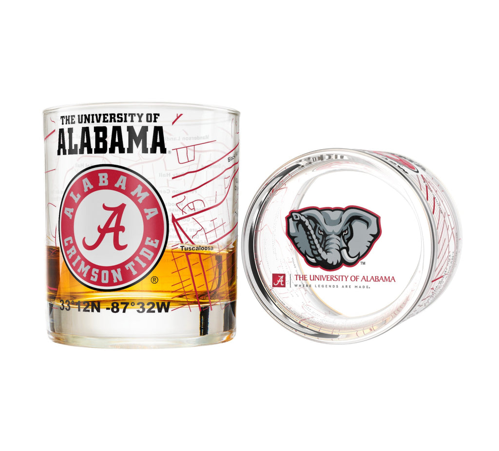 University Of Alabama Whiskey Glass Set (2 Low Ball Glasses)