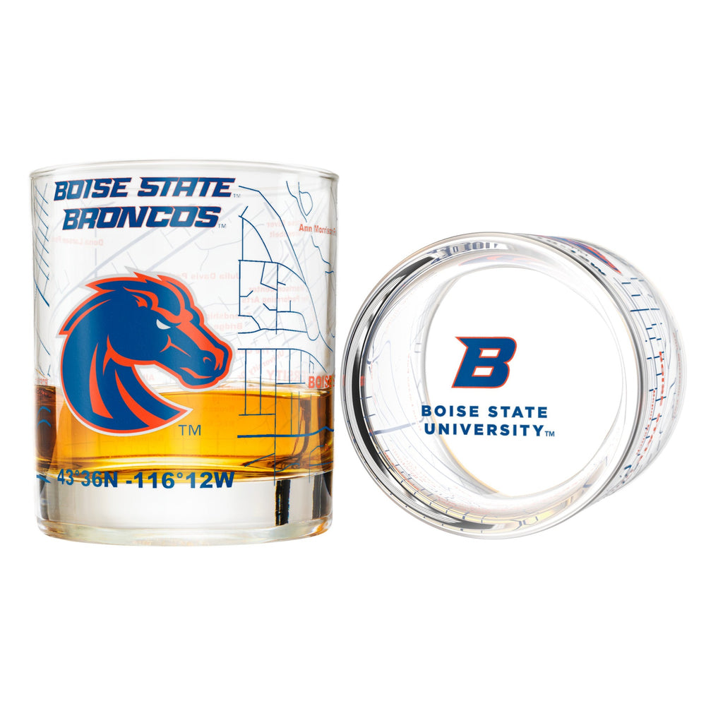 Boise State University Whiskey Glass Set (2 Low Ball Glasses)