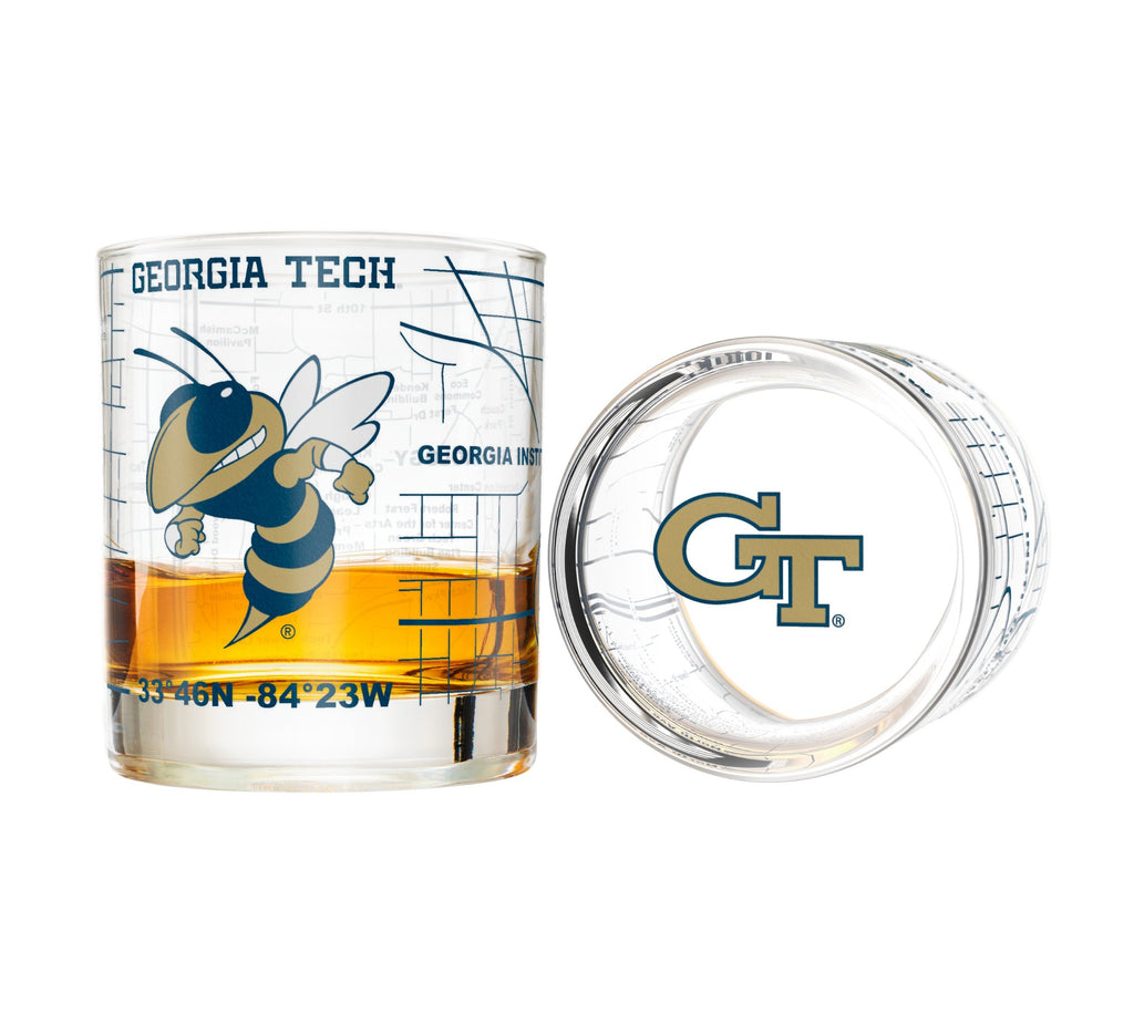 Georgia Tech Whiskey Glass Set (2 Low Ball Glasses)
