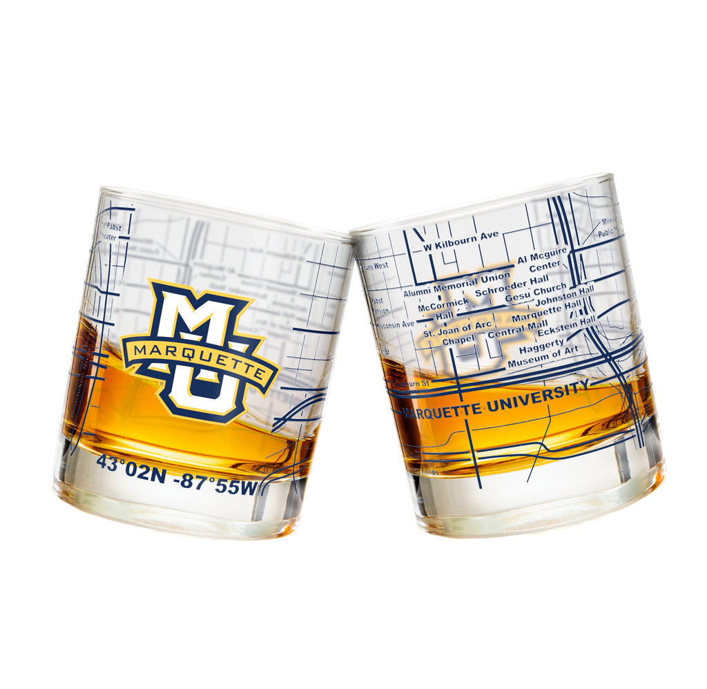 Marquette University Whiskey Glass Set (2 Low Ball Glasses)