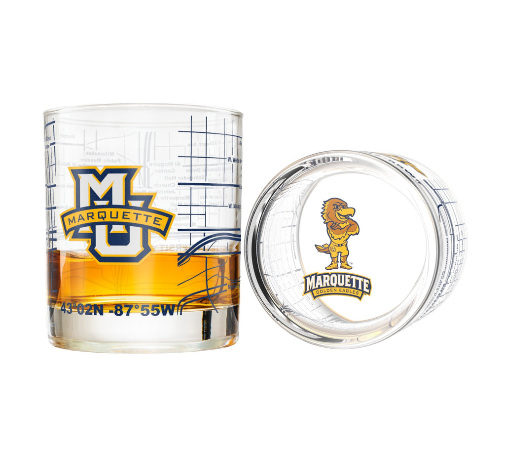 Marquette University Whiskey Glass Set (2 Low Ball Glasses)