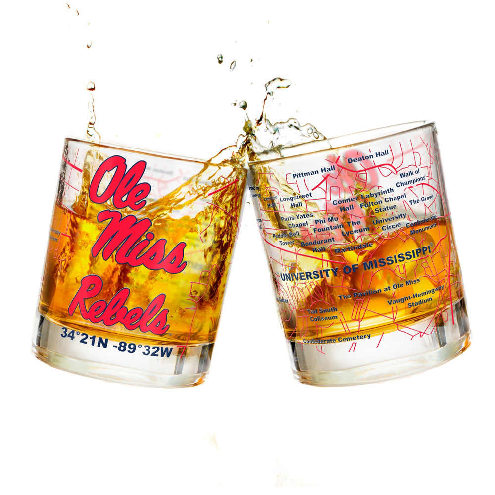 University Of Mississippi Whiskey Glass Set (2 Low Ball Glasses)