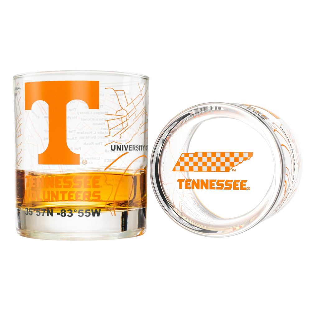 University Of Tennessee Whiskey Glass Set (2 Low Ball Glasses)