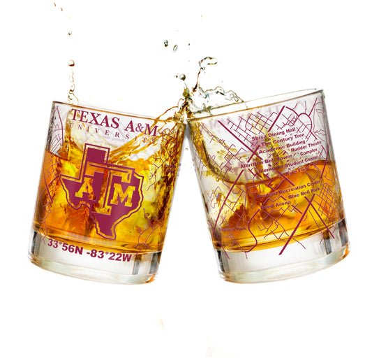 Texas A&M Whiskey Glass Set (2 Low Ball Glasses)