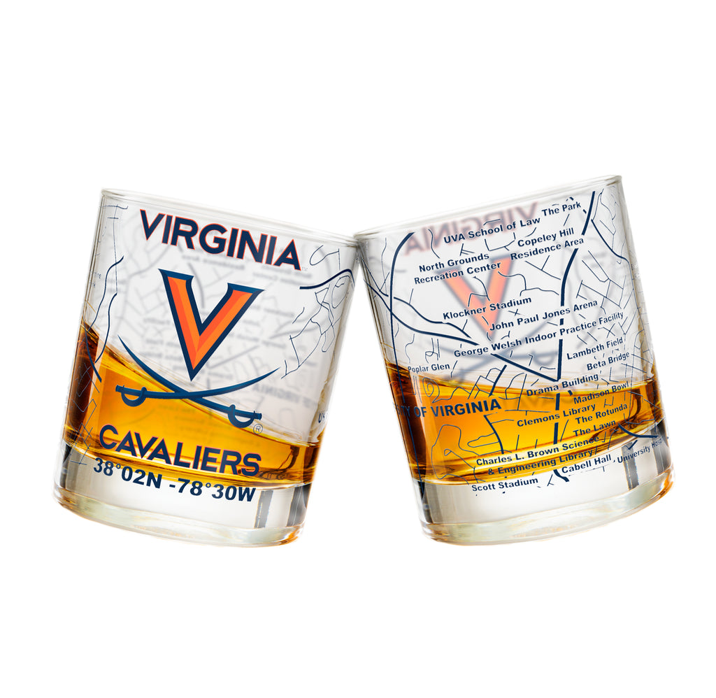University Of Virginia Whiskey Glass Set (2 Low Ball Glasses)
