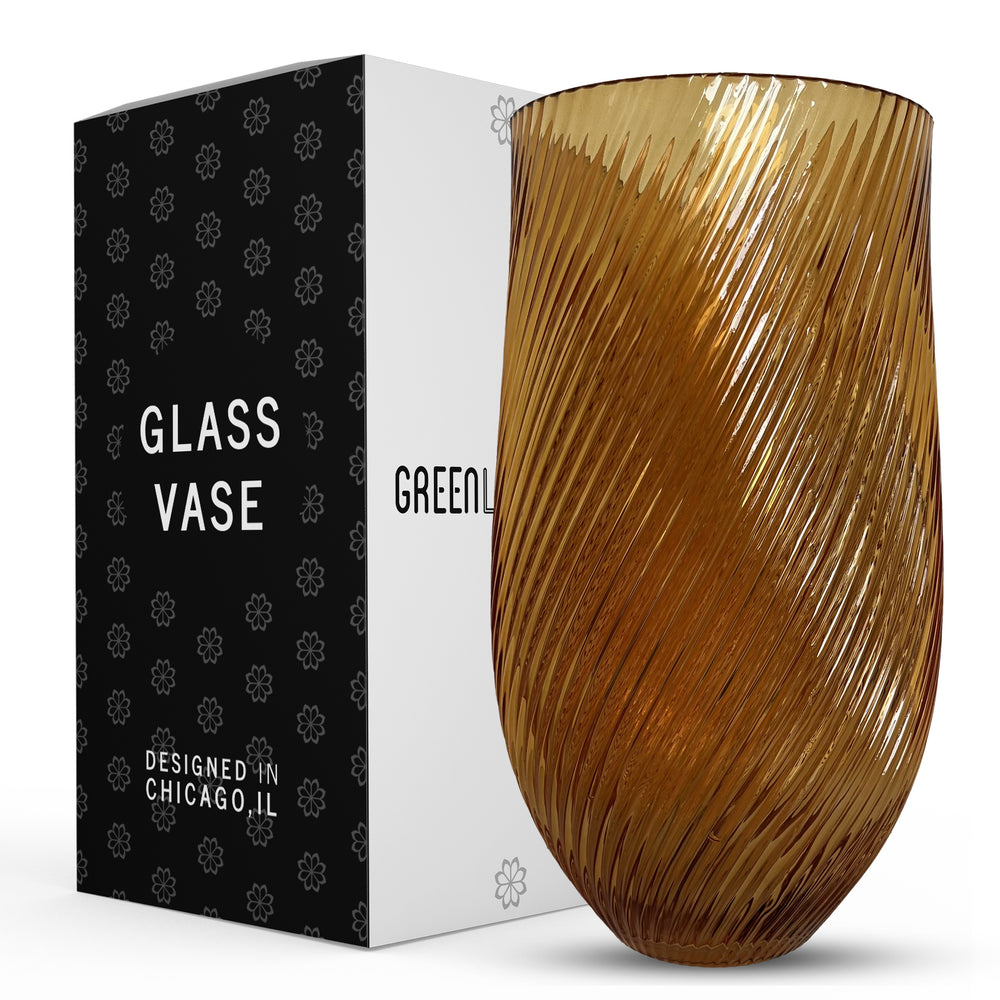 Ripple Vase Rounded Custom 28 cm (Set of 1) Amber