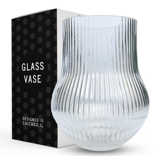 Ripple Vase Rounded Wide Base Custom 19 cm (Set of 1) Clear