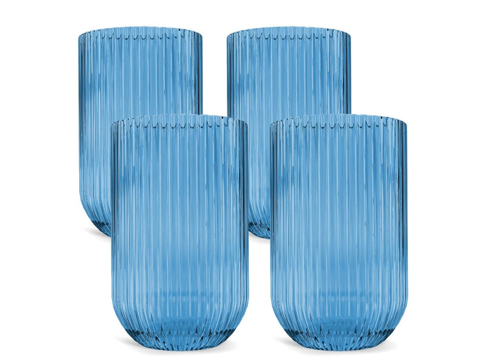 Ribbed Colored Drinking Glasses (Set of 4) - Blue