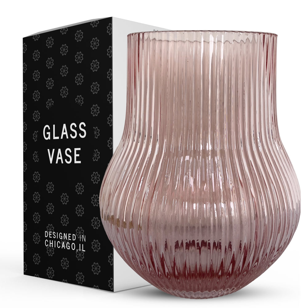Ripple Vase Rounded Wide Base Custom 19 cm (Set of 1) Pink