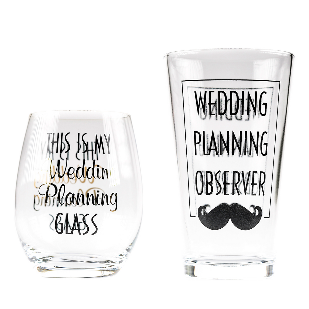 Stemless Wine & Beer Engagement Glasses