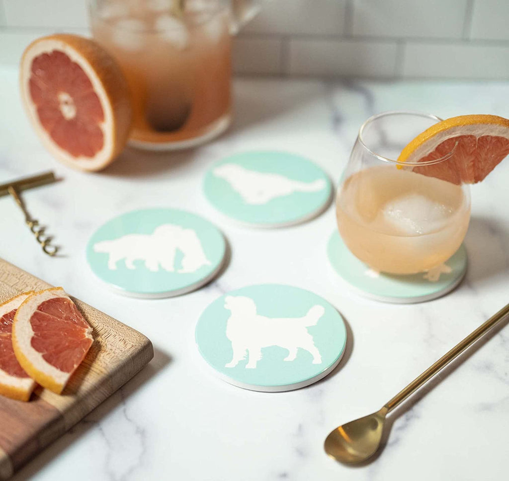 Golden Retriever Ceramic Drink Coasters - Set of 4