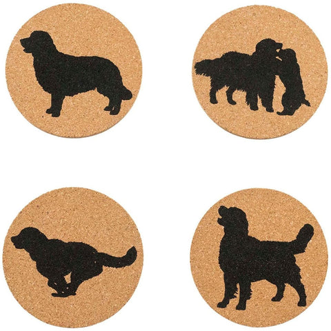 Golden Retriever Cork Drink Coasters - Set of 4
