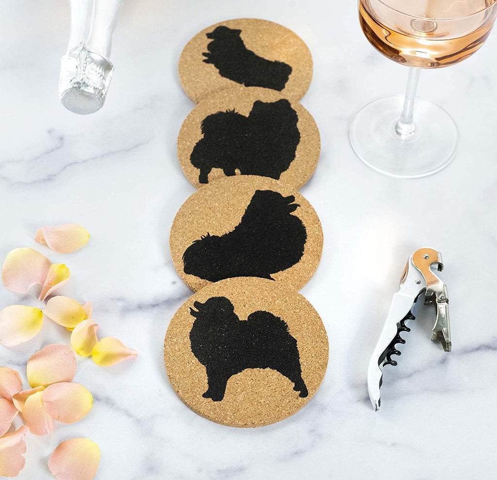 Pomeranian Lovers Cork Drink Coasters - Set of 4