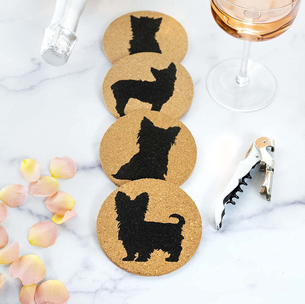 Yorkshire Terrier Cork Drink Coasters - Set of 4